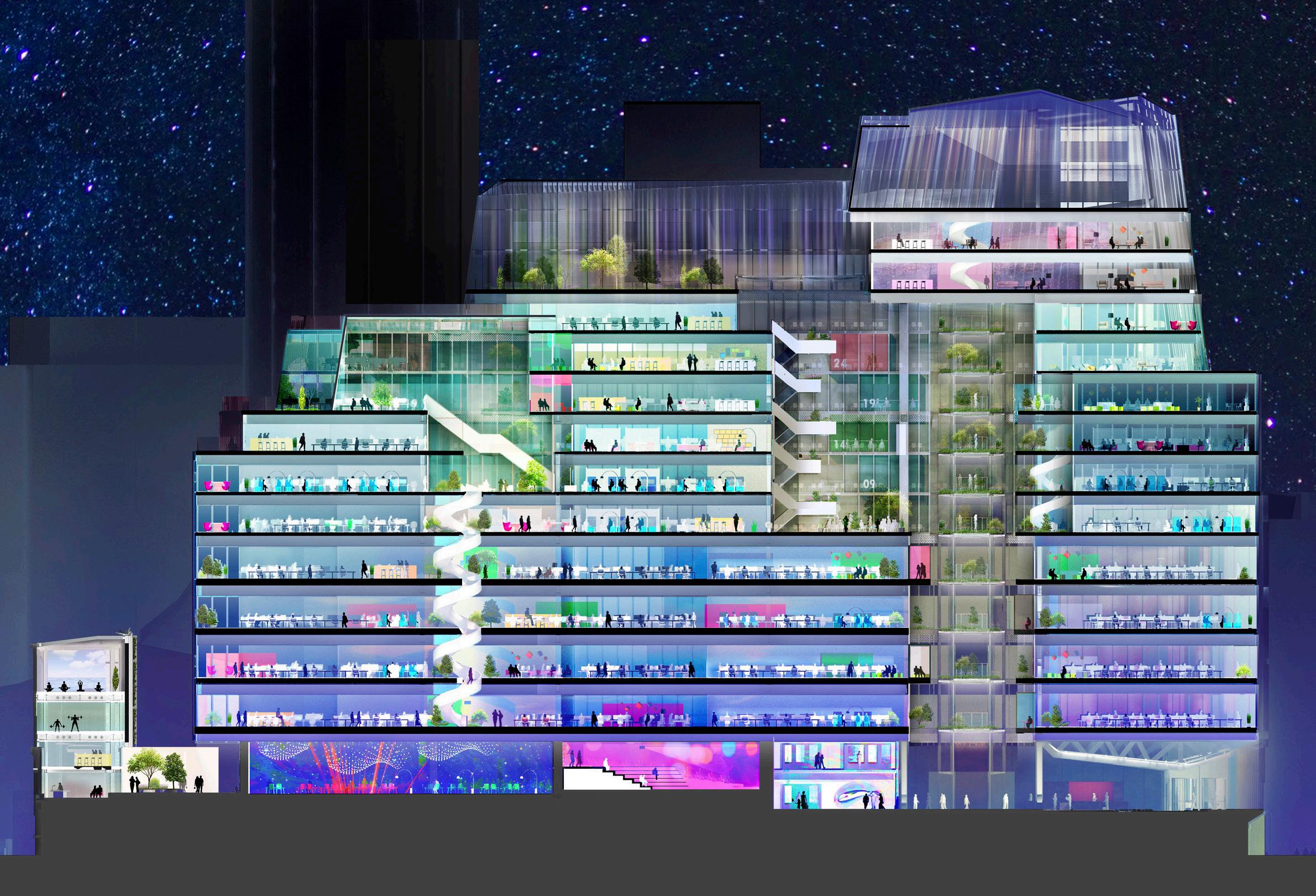 C. Redevelopment that extends the height