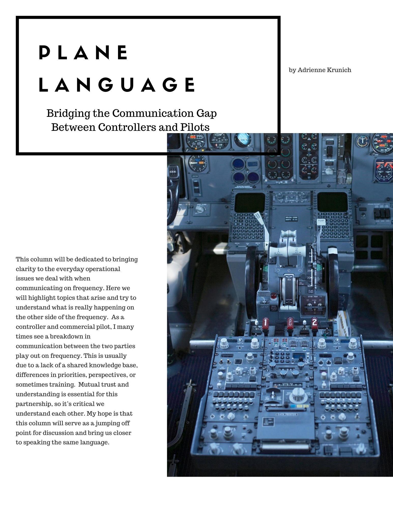 PLANE LANGUAGE, Bridging the Communication Gap Between Controllers and ...