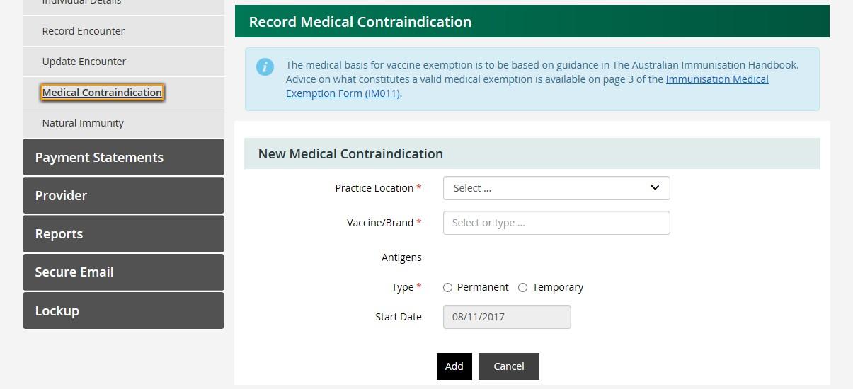 Cover for Recording a Medical Contraindication