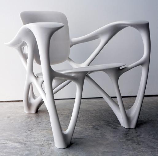 Joris Laarman, Bone armchair, cast marble resin, 2008.
