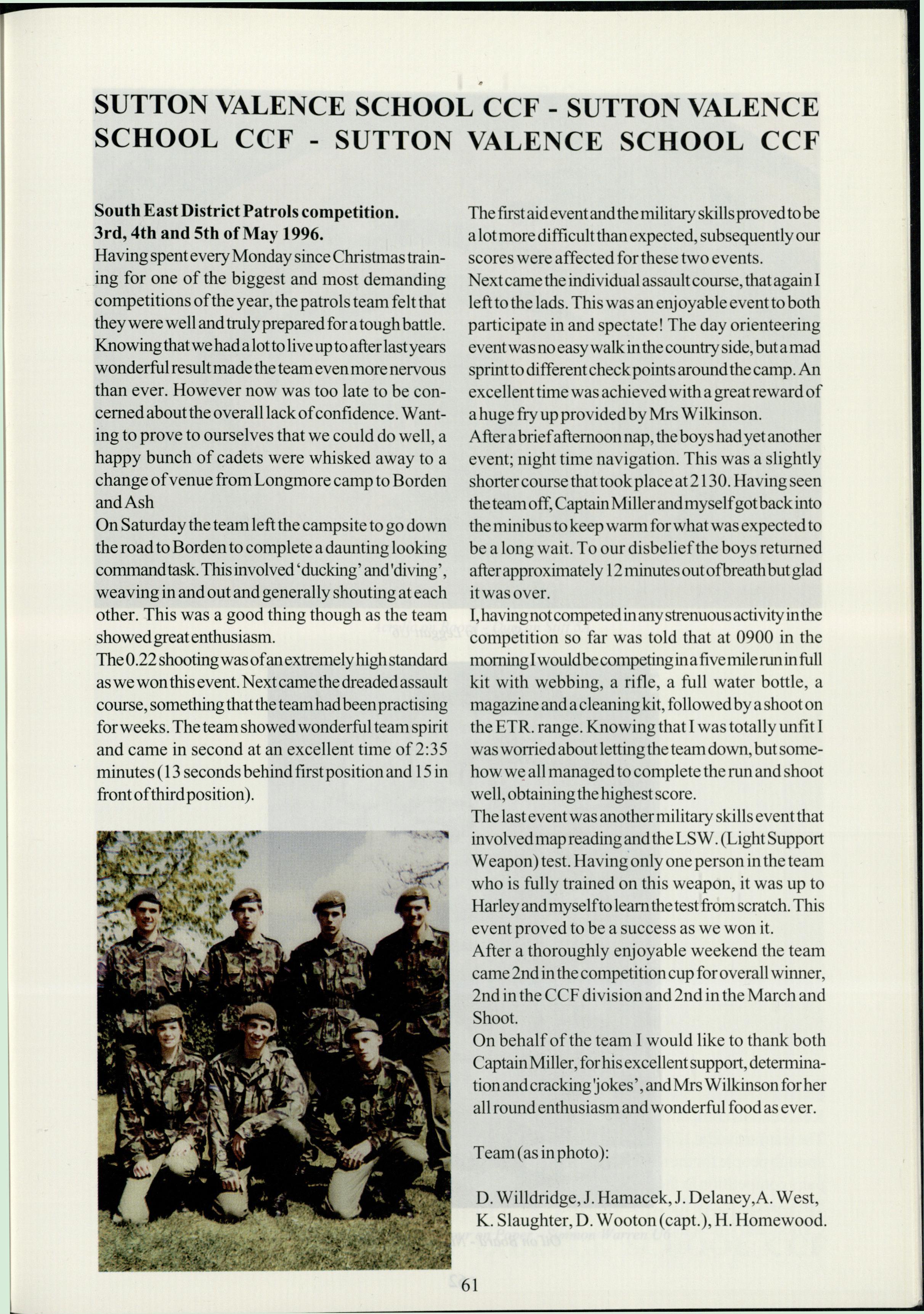 Article from: The Suttonian 1996