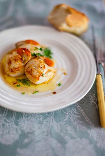 SCALLOPS WITH BEURRE NOISETTE & SOFT HERBS