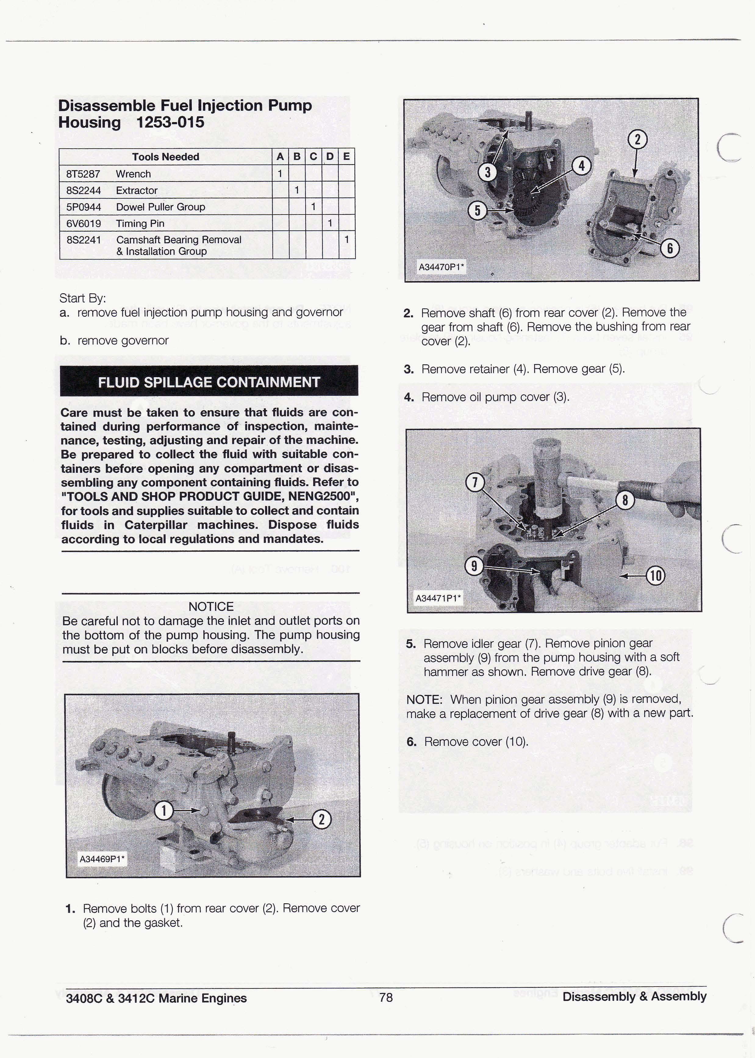 Caterpillar 3408C & 3412C Marine Engines Disassembly & Assembly Manual