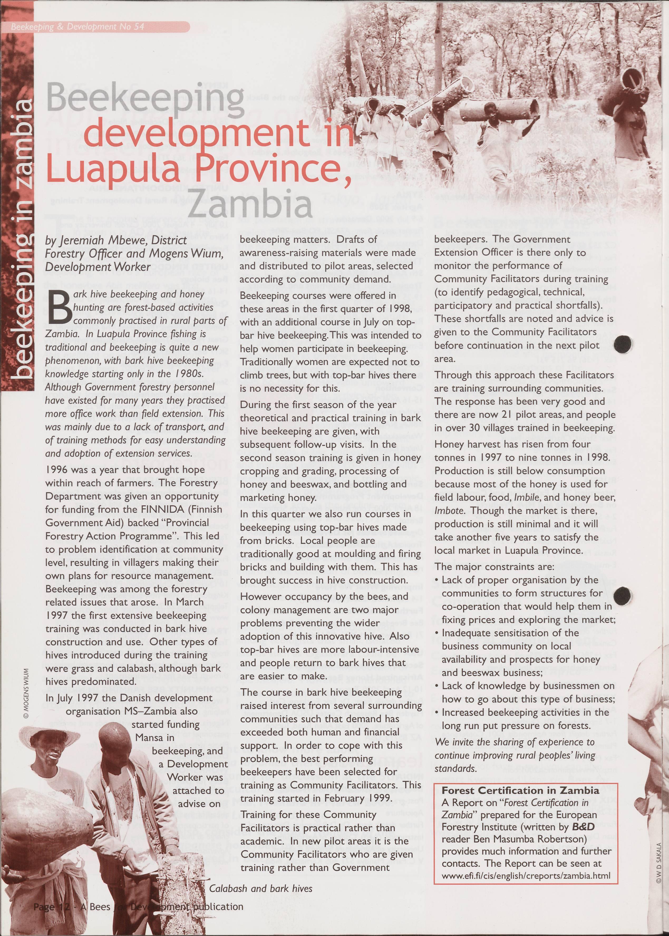 Cover for Beekeeping development in Luapula Province, Zambia