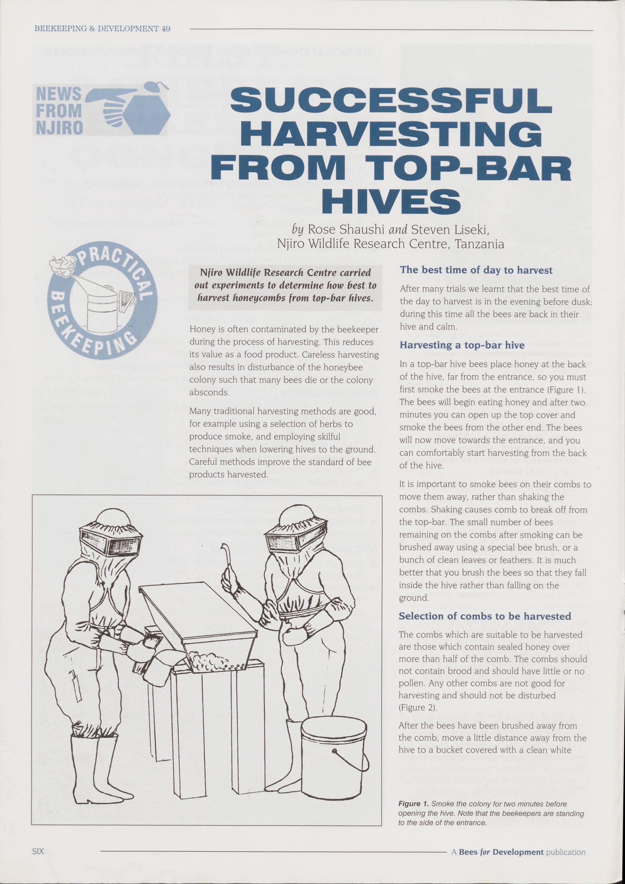 Cover for Successful harvesting from top-bar hives