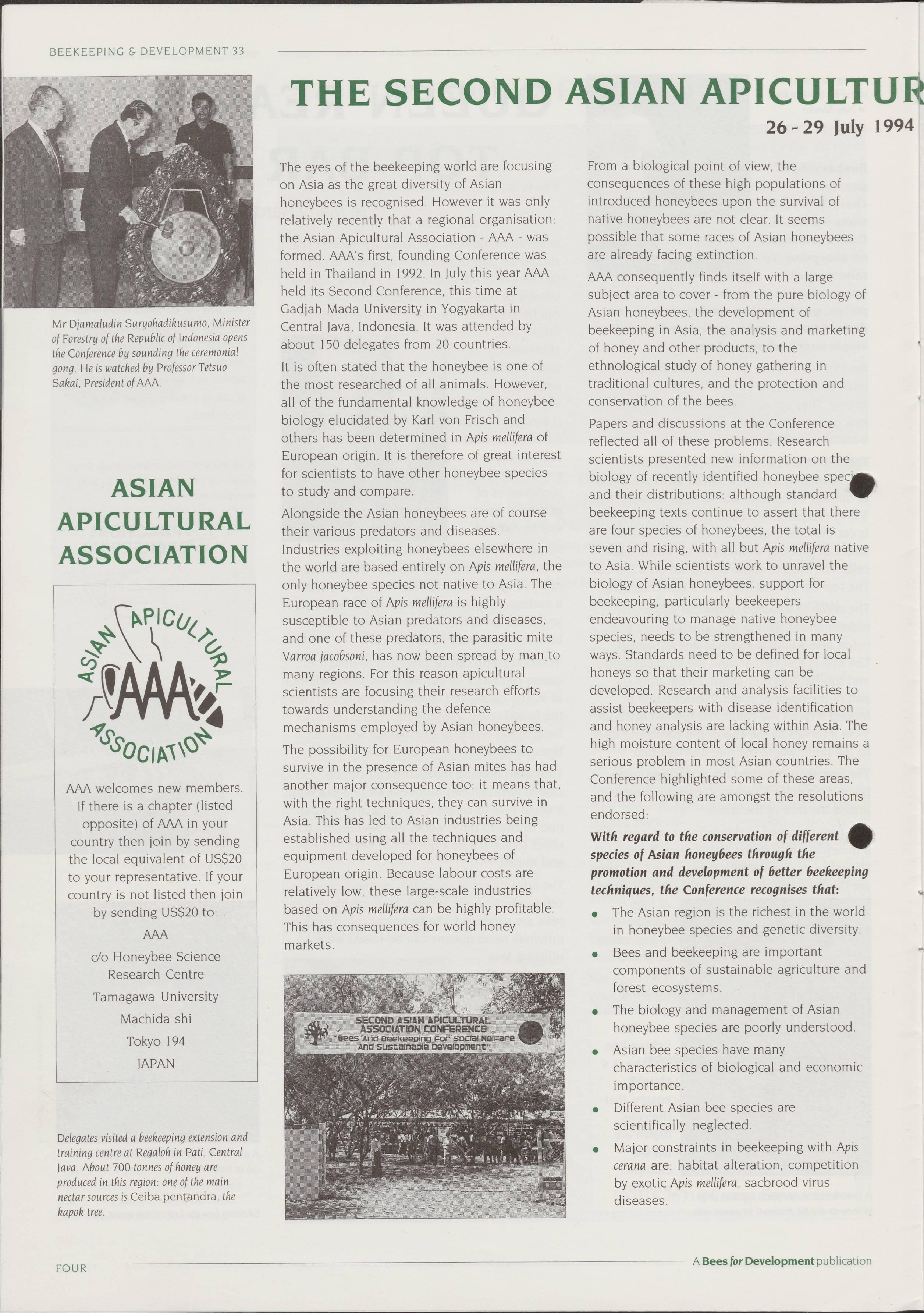 The Second Asian Apiculture Association Conference