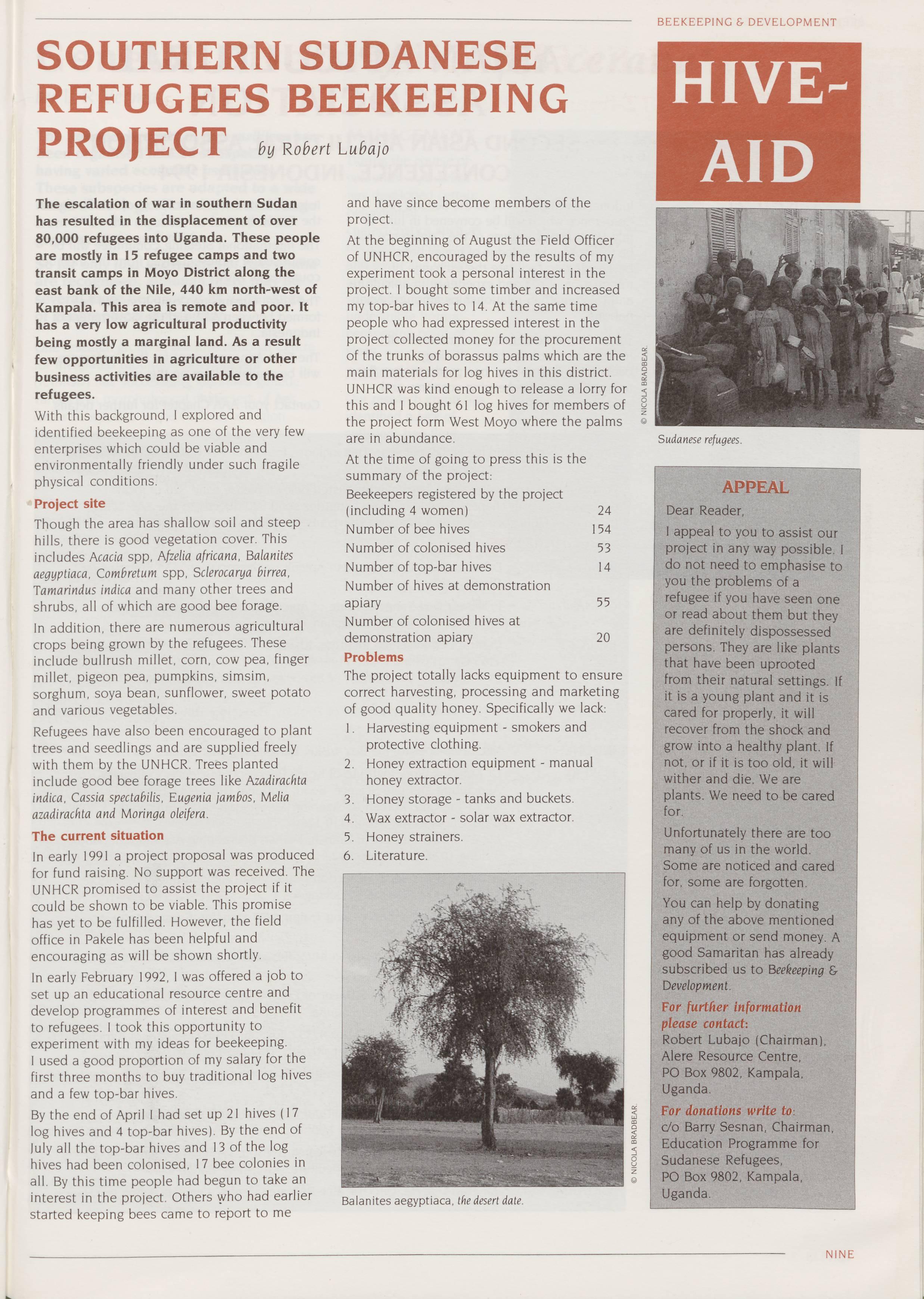 Cover for Hive Aid - Southern Sudanese Refugees Beekeeping Project