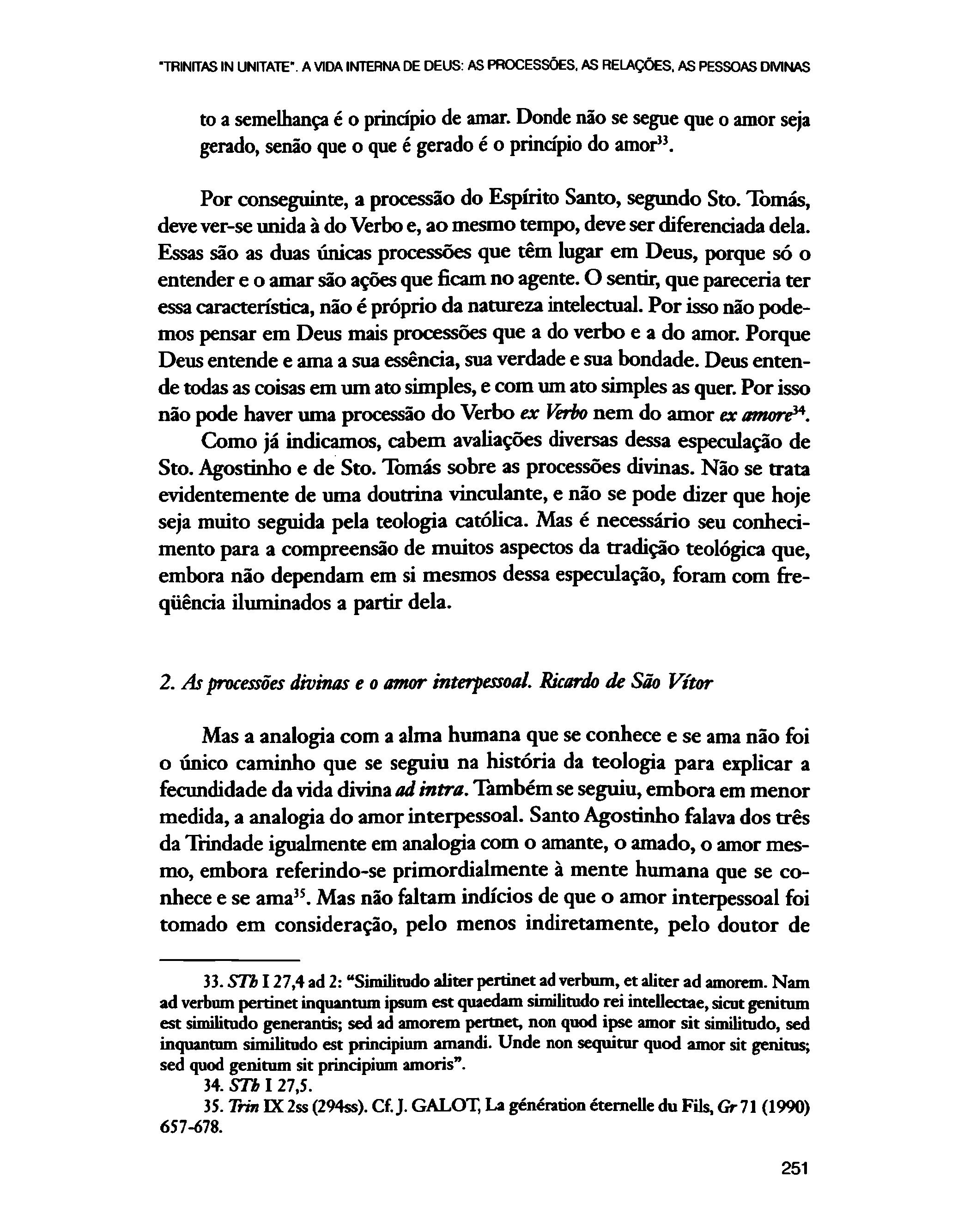 AS PROCESSÕES, AS RELAÇÕES, AS PESSOAS DIVINAS