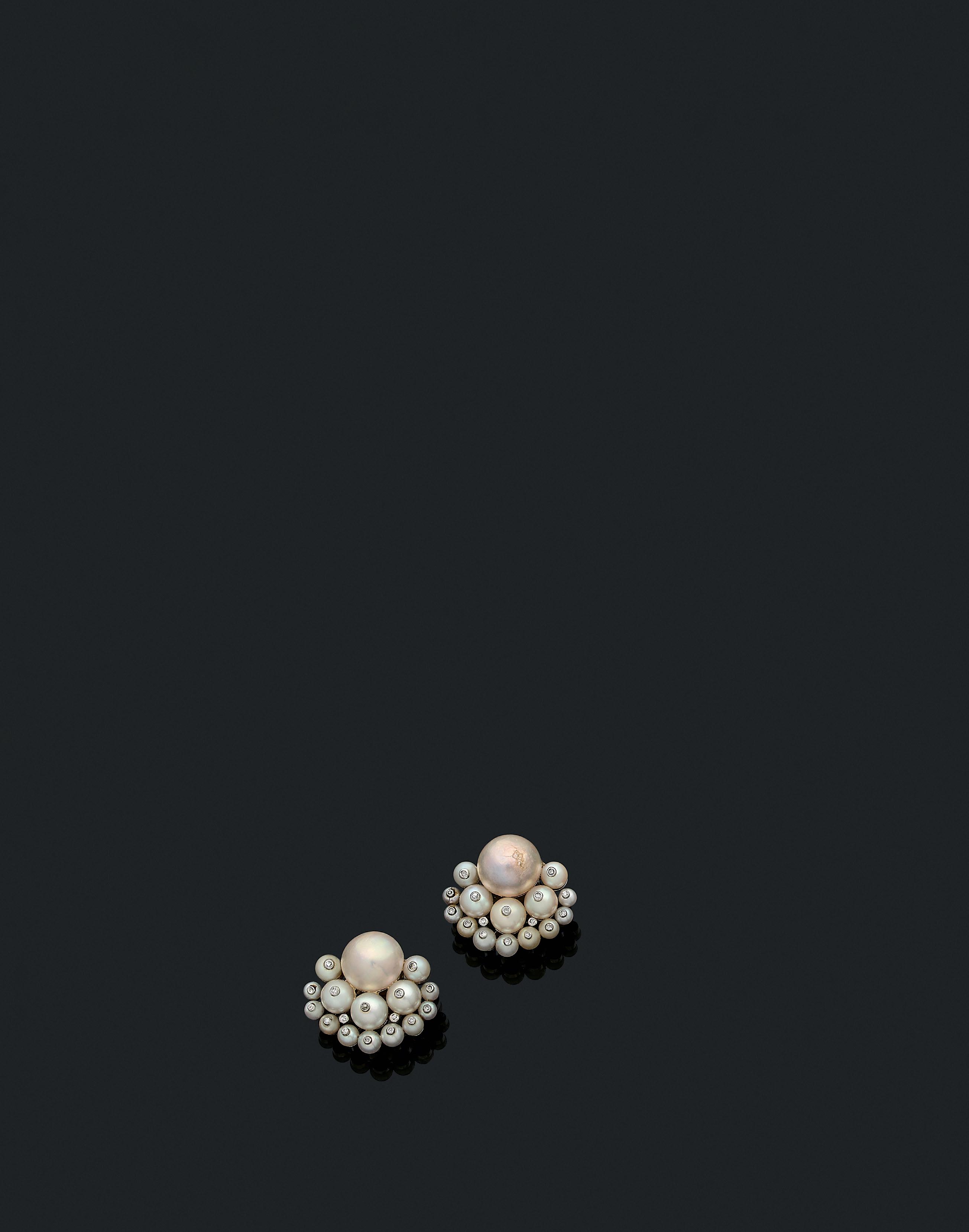 Boucles d'oreilles pour Fille Or 18k Pearl & Heart 7.5mm