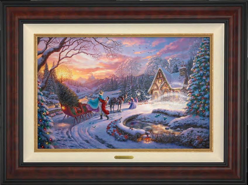 Thomas Kinkade Christmas Lodge 14 x 14 Gallery Wrapped Canvas