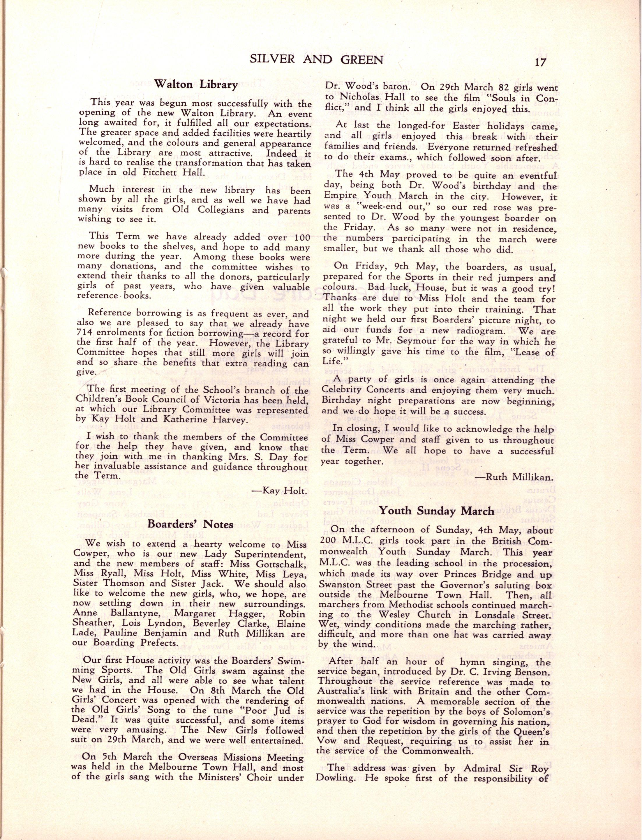 1958 Silver & Green by Methodist Ladies' College - Issuu