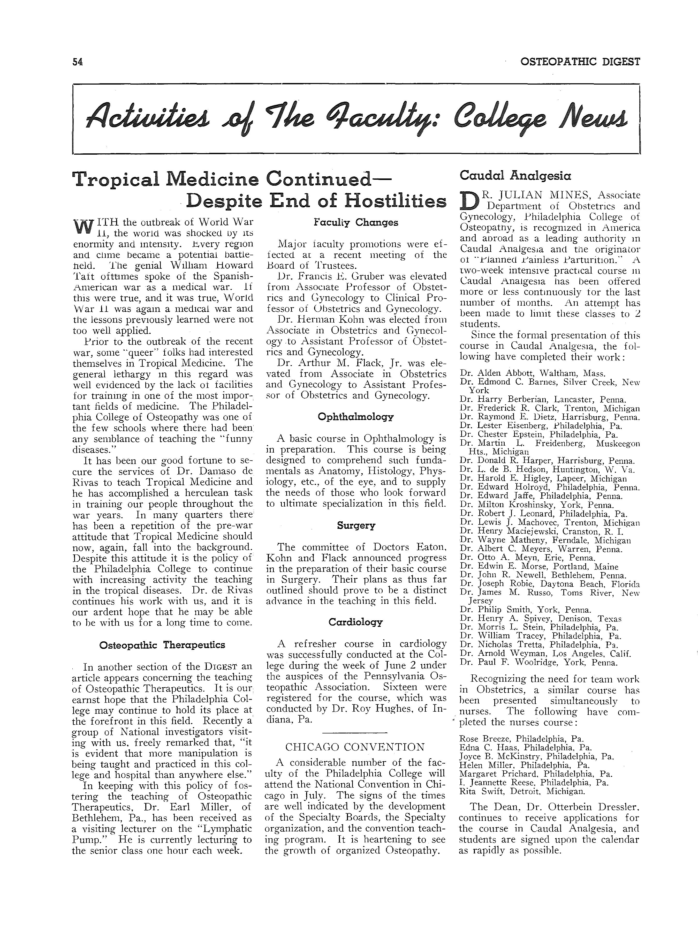 1945_Digest_March by Philadelphia College of Osteopathic Medicine