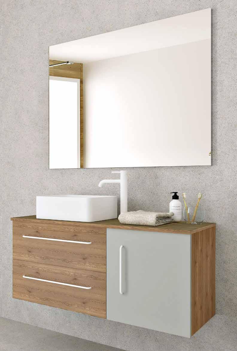 Mueble De Baño Suspendido Vica 150 Wood Roble 2 Caj Lavabo Izquierda