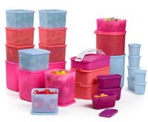 Tupperware Mini Small Basic Bright Square 3oz / 110ml Snack Container Set  of 4 Different Shades