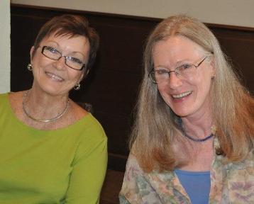a photo taken at a boarding school reunion where Claire and Penny over several glasses of wine and sharing ideas decided to write “Wayward Girls.”