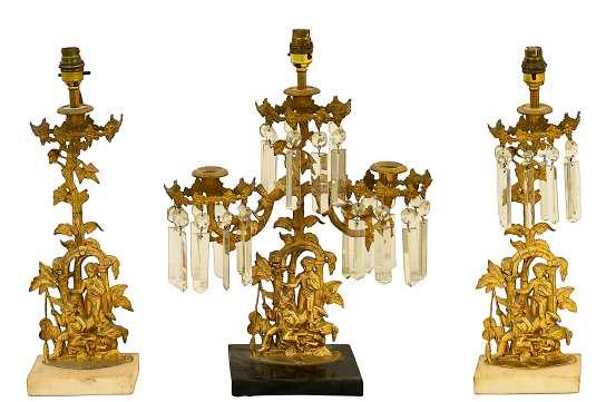 Lot - Pair of Baroque Nautilus Shell Brass Candle Holders