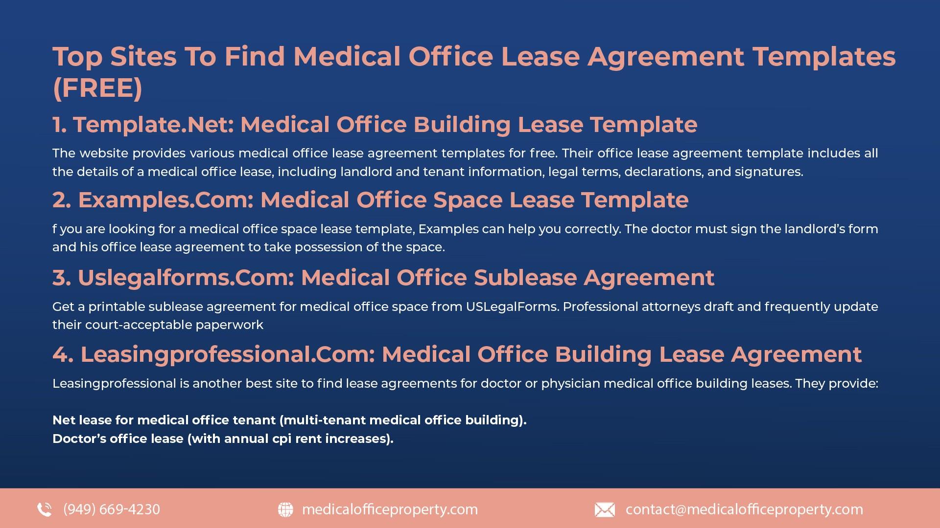 Sites To Find Medical Office Lease Agreement Templates by