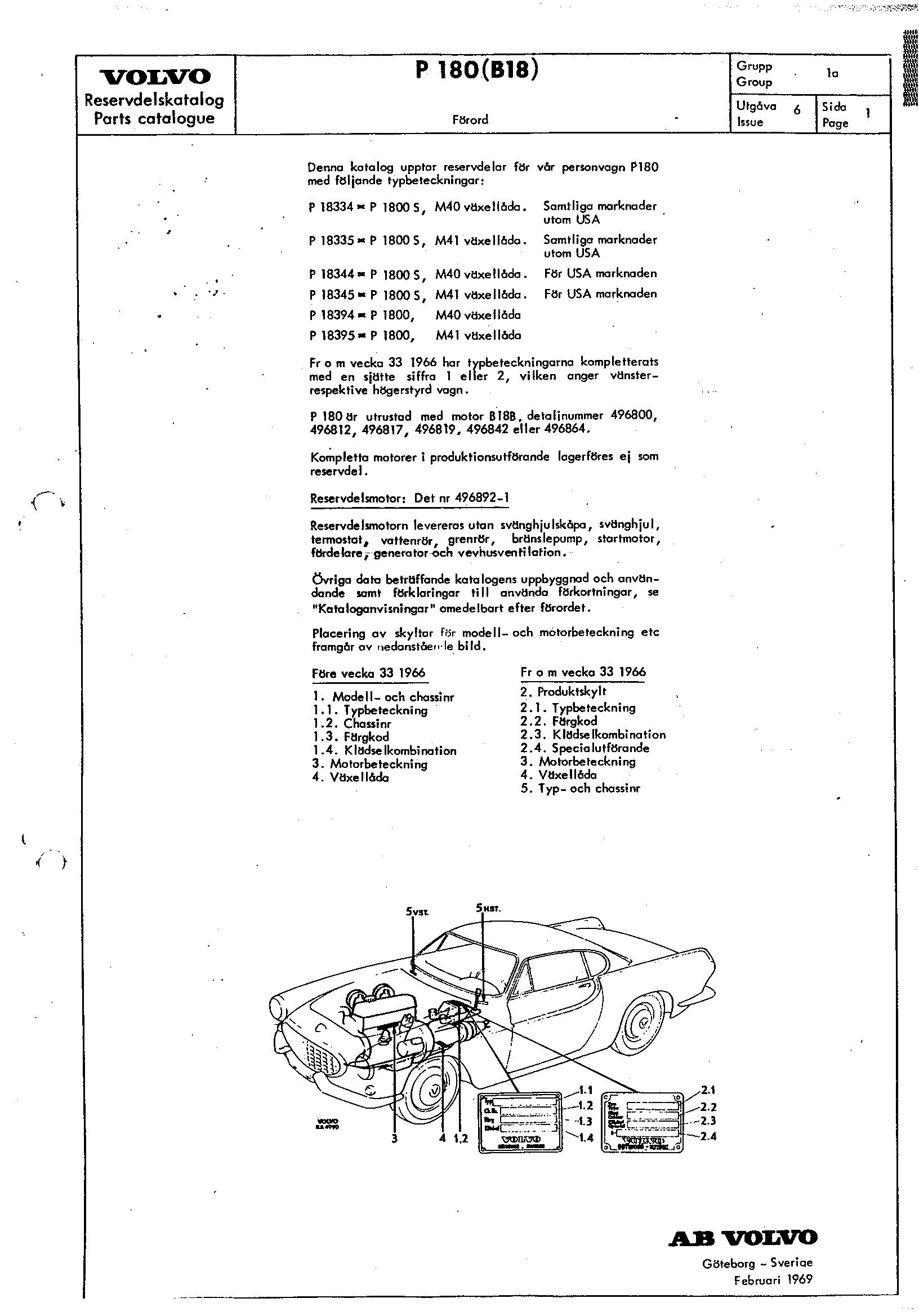 Volvo P1800 Parts Catalogue 1 by LaceyGonzalezl Issuu