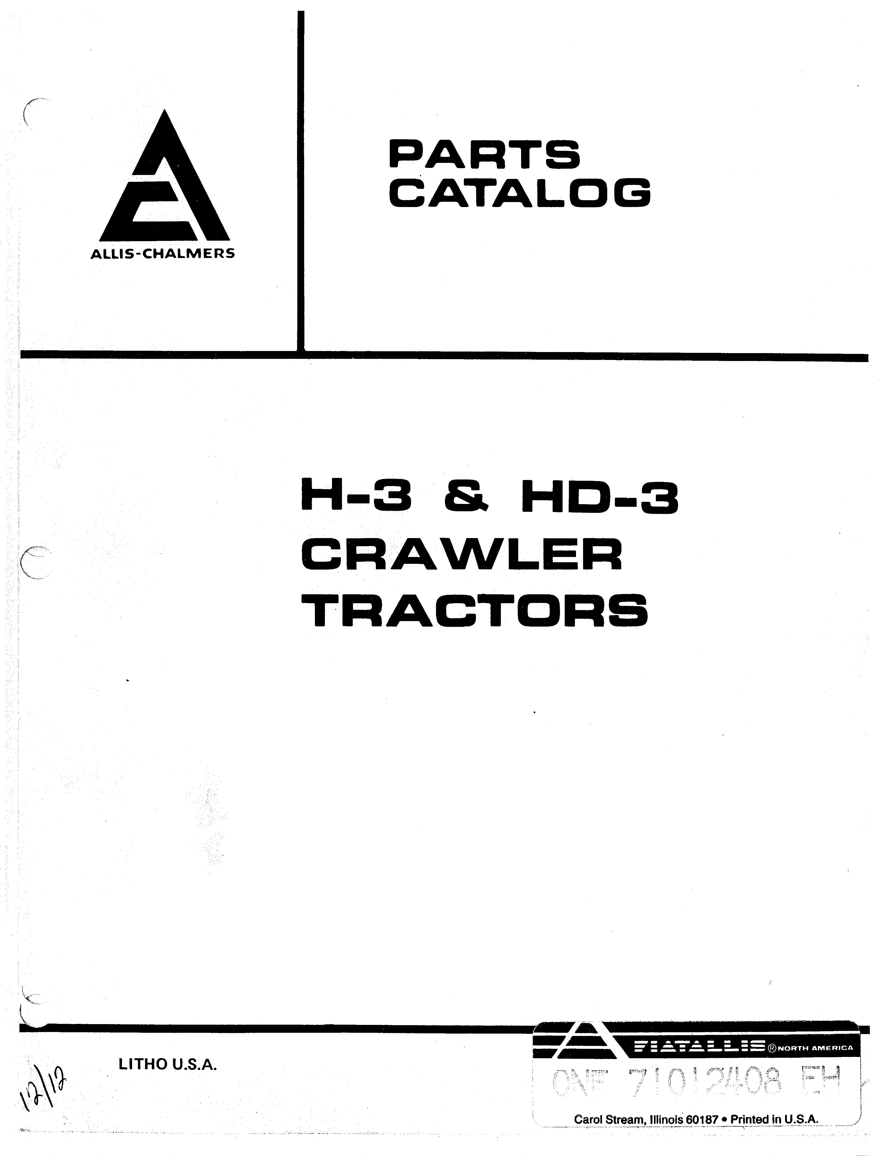 Allis Chalmers H3 Hd3 Crawler Tractors Parts Catalog by JamesWaltersV