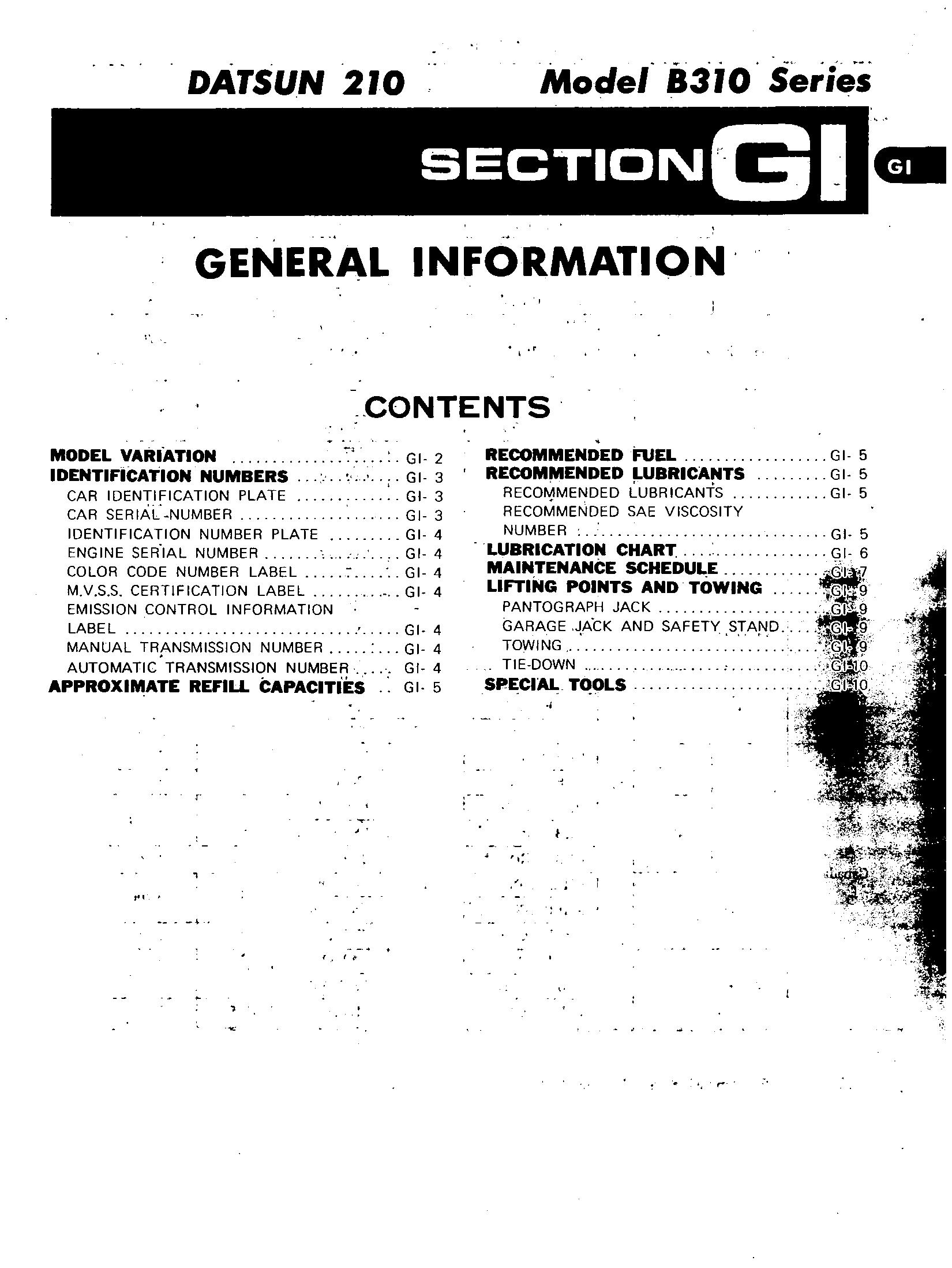 Datsun 210 1979 Service Manual by JohnBuffkinV Issuu
