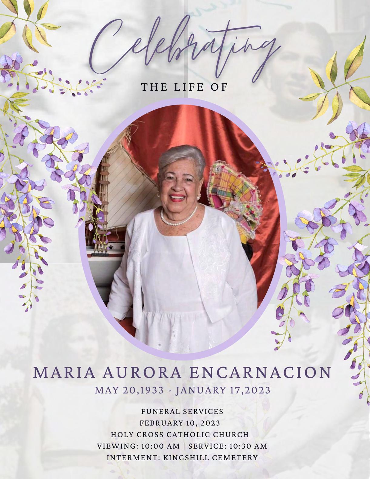 Maria Aurora Encarnacion Memorial Booklet 2023 by Jeaiza Quiñones