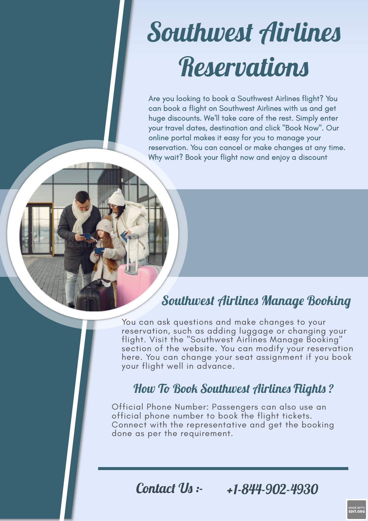 Southwest Airlines Manage Booking by Southwest Airlines Reservations