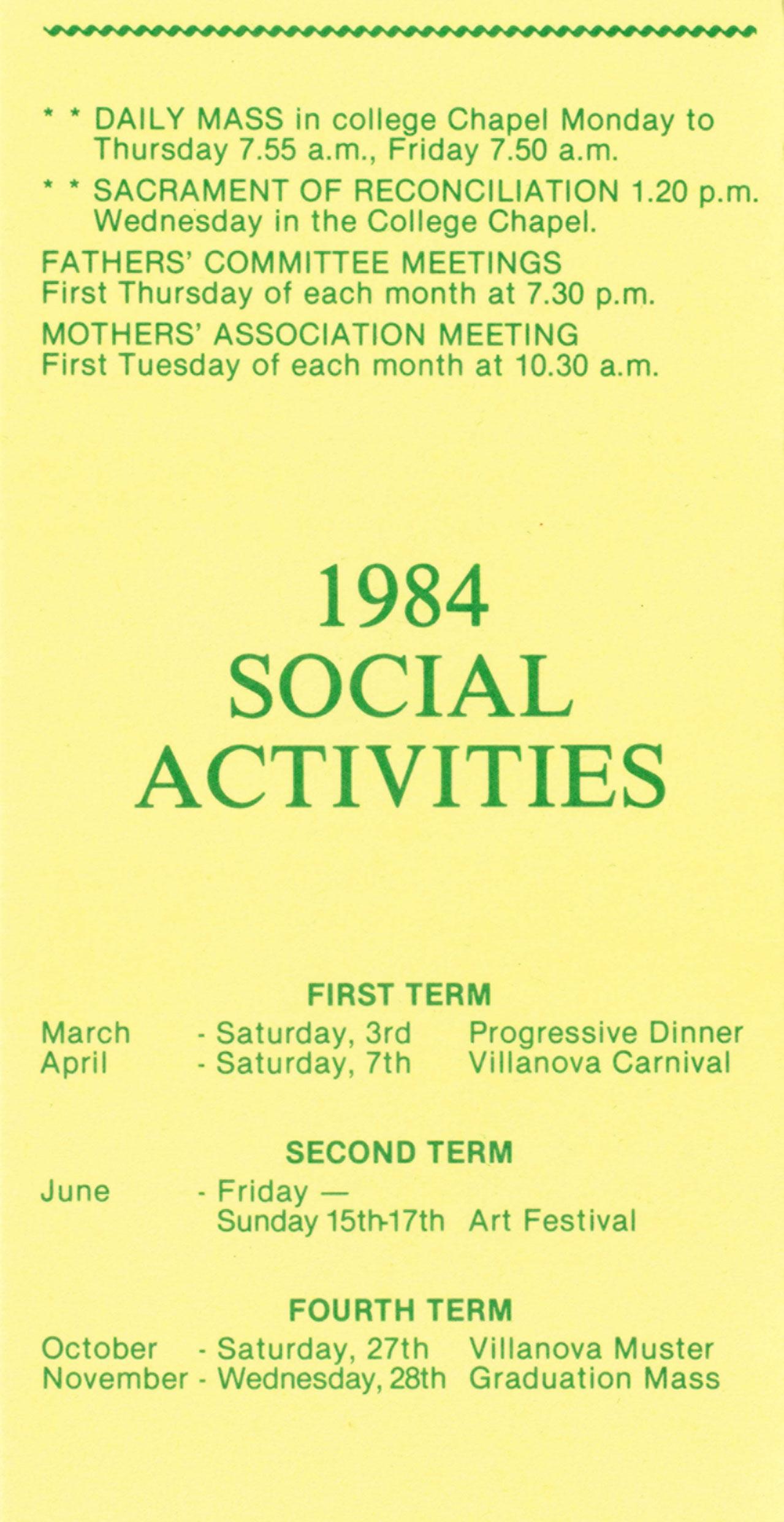 Villanova College Calendar 1984 by VillanovaCollegeBrisbane - Issuu