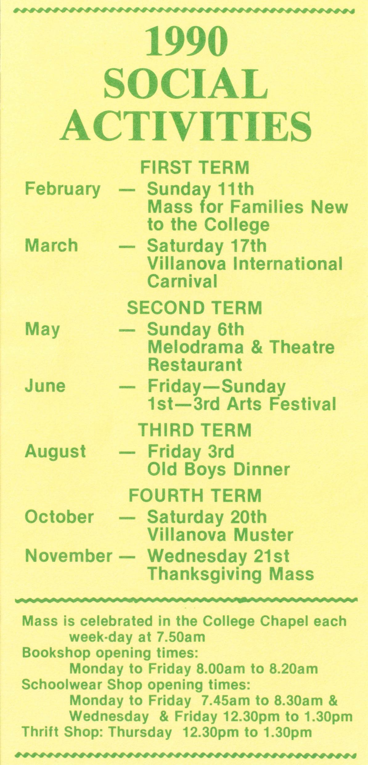 Villanova College Calendar 1990 by VillanovaCollegeBrisbane - Issuu