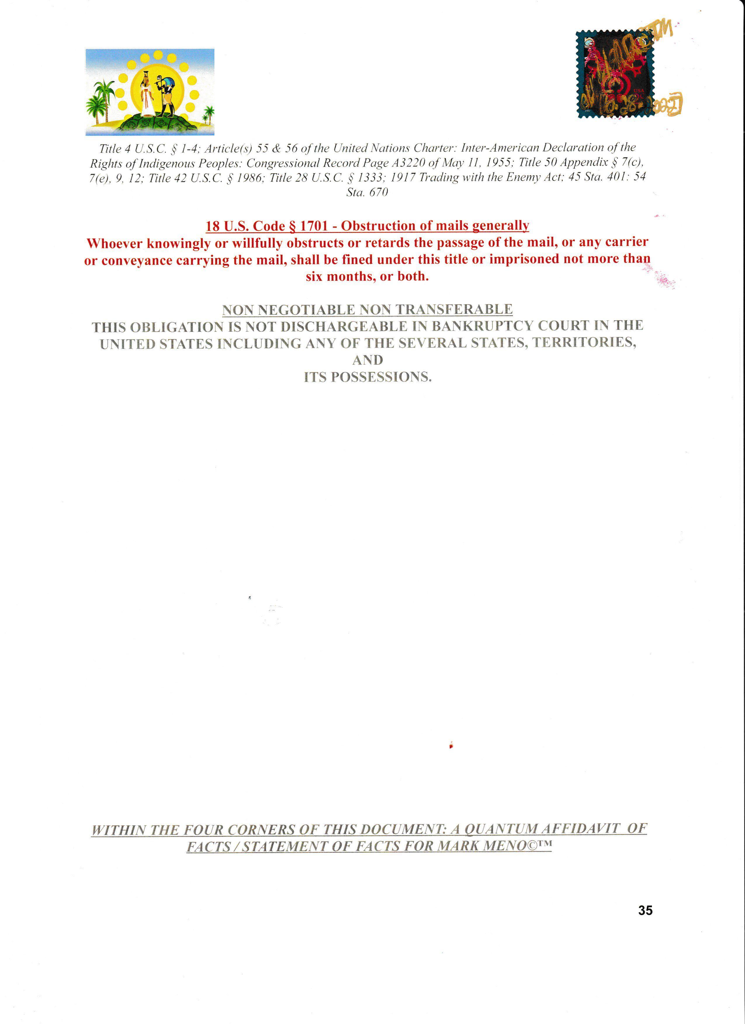 NOTICE OF ADEQUATE ASSURANCE OF DUE PERFORMANCE with AFFIDAVIT OF FACTS
