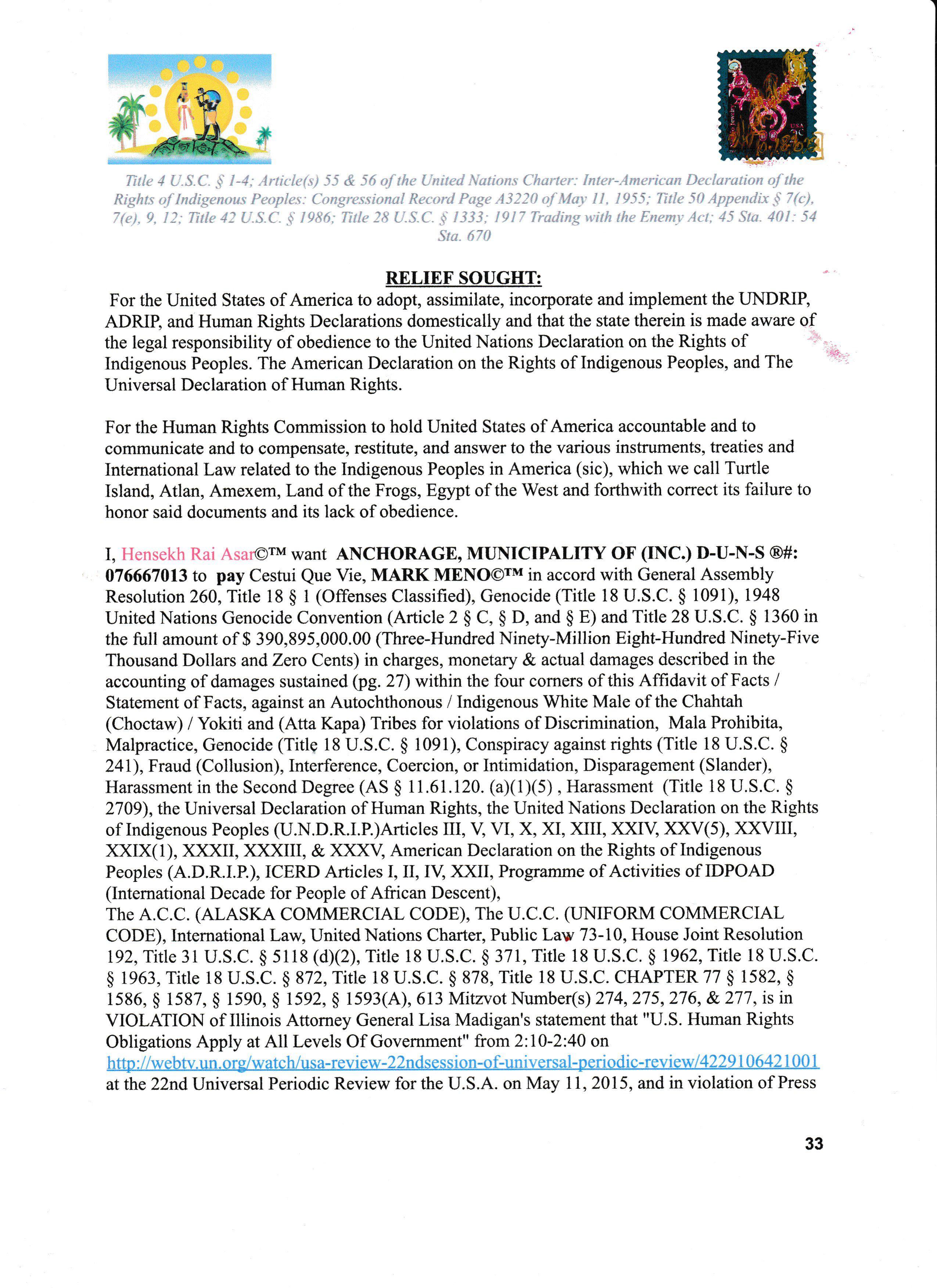 NOTICE OF ADEQUATE ASSURANCE OF DUE PERFORMANCE with AFFIDAVIT OF FACTS