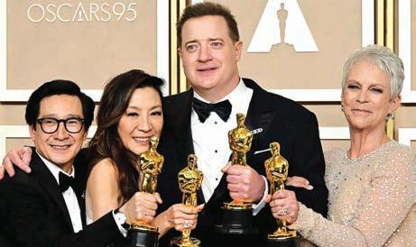 Cover for Oscars so safe Fraser wins for playing gay in ‘Whale,’ but night belonged to ‘Everything’