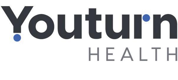 Youturn Health logo with dark gray text and blue accent dots.