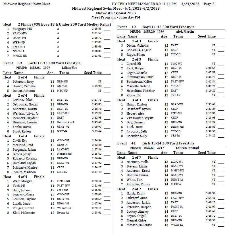 2023 Midwest Regional Swim Meet Fan Guide by MYAS/WSS Issuu