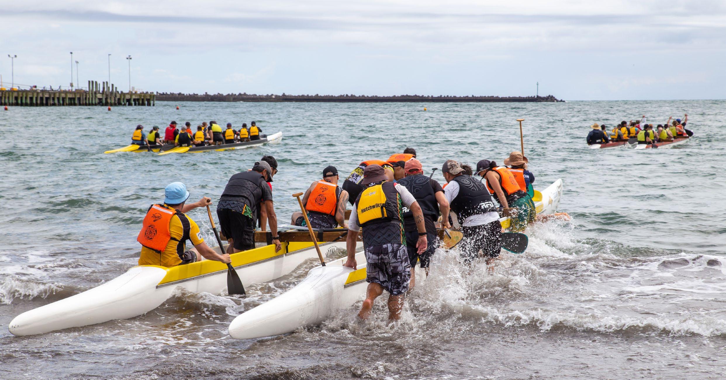 "Utaina ki runga i te waka o te Rangimārie me te Manawanui" - PKW joins iwi relations in waka ama day out