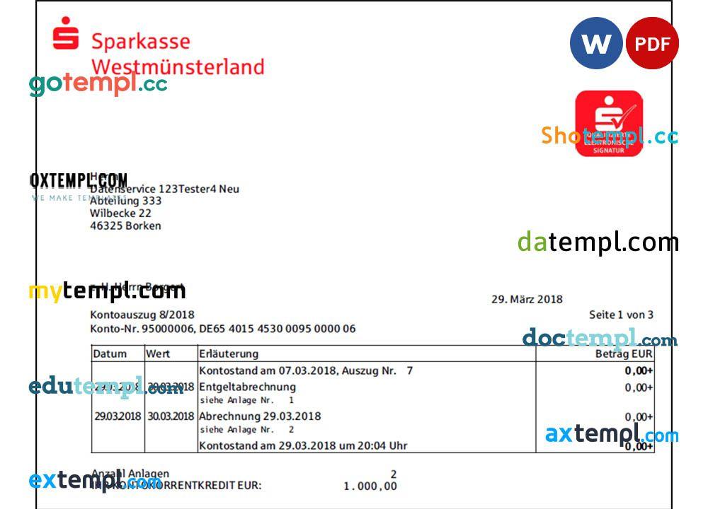 Germany Sparkasse Westmunsterland proof of address bank statement