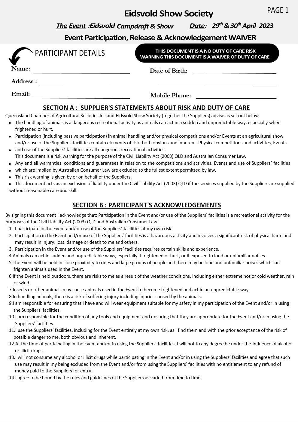 2023 Eidsvold Show Official Forms by EidsvoldShow Issuu