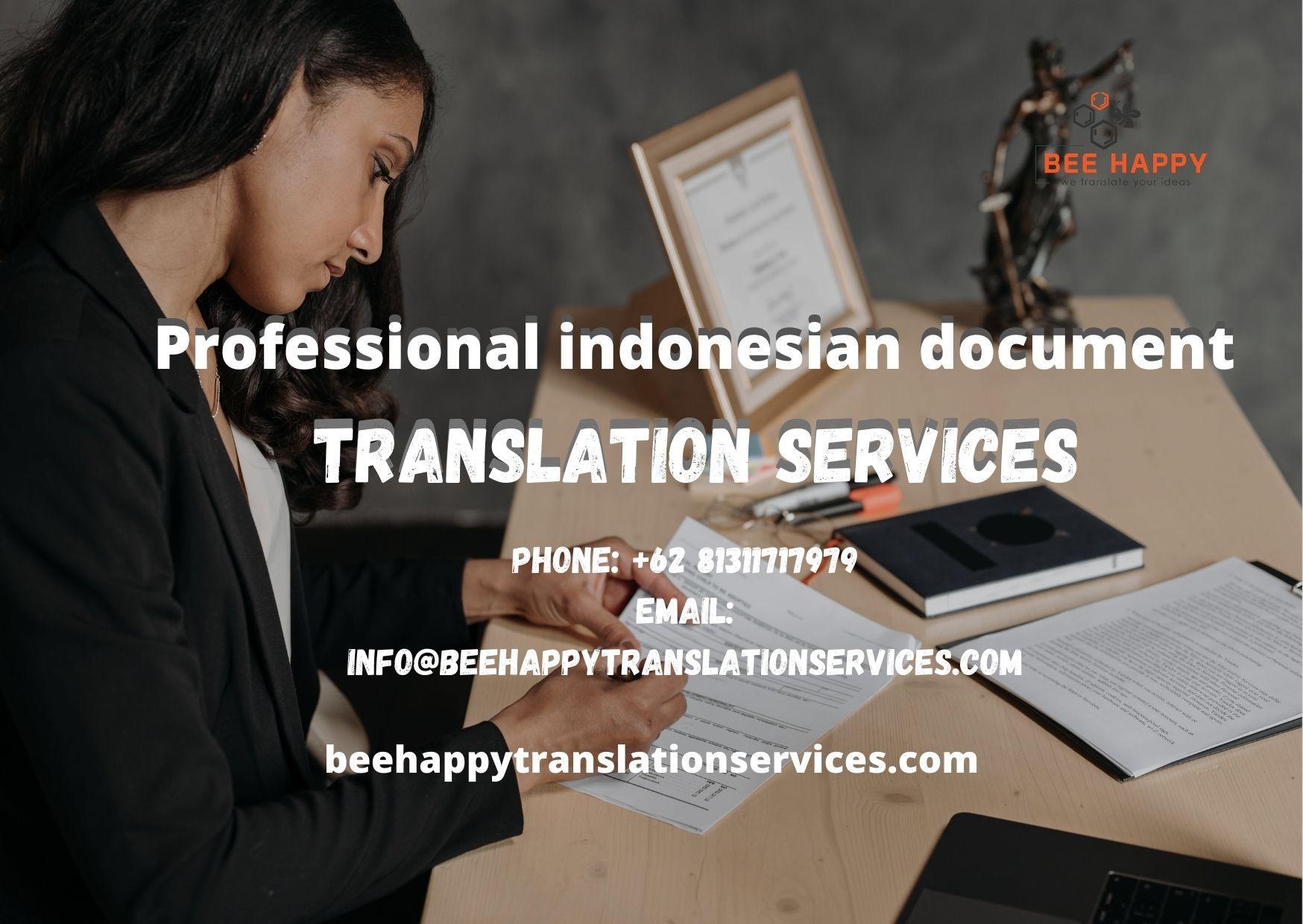 Professional indonesian document translation services Bee Happy