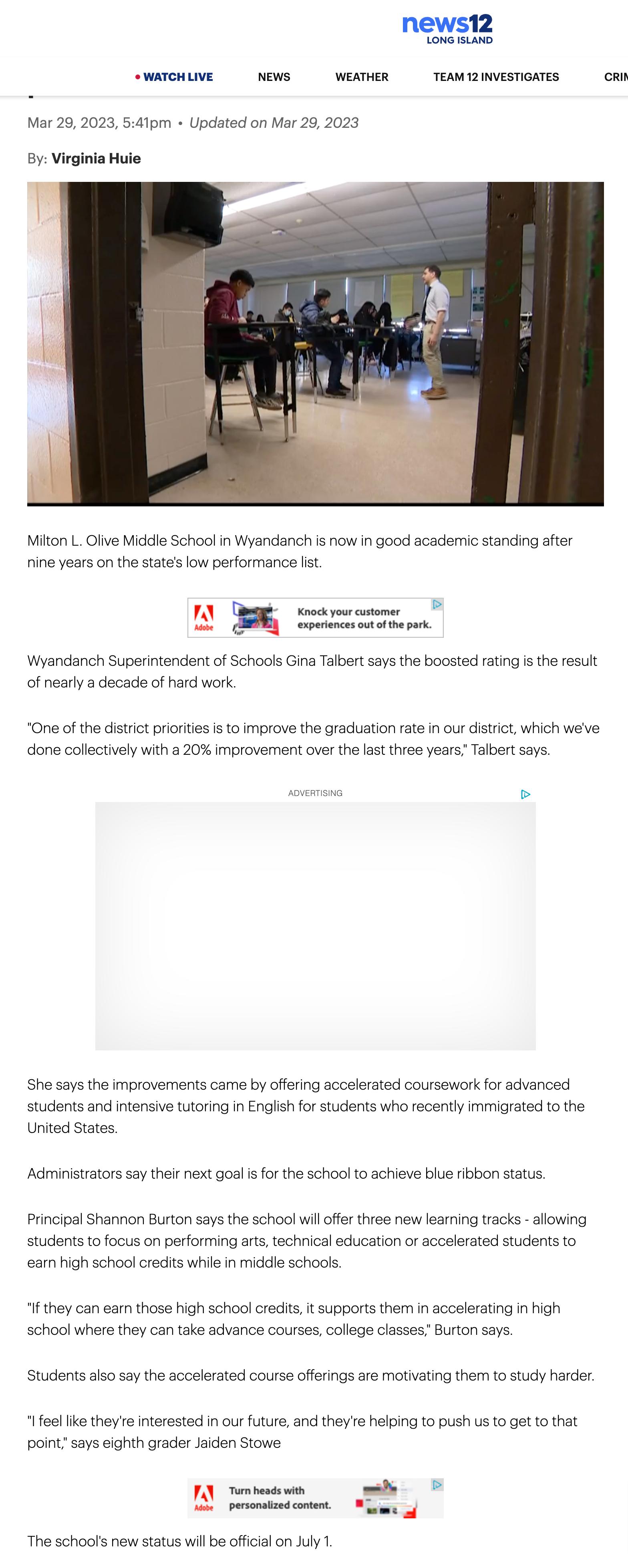 Wyandanch Middle School in Good Academic Standing After 9 Years on NYS