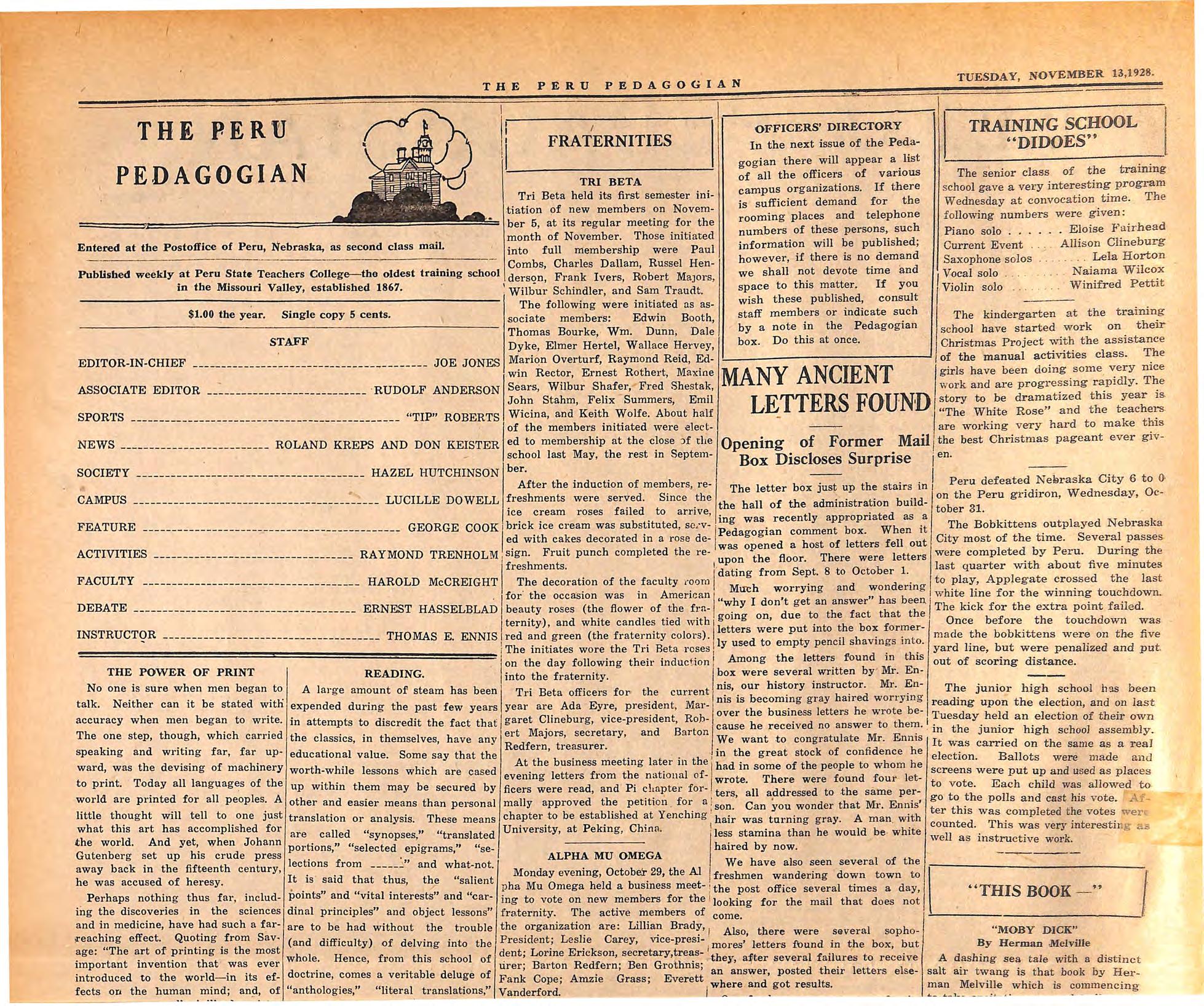 1928-1929 Peru Pedagogian Issues 1-38 by Peru State College Library - Issuu