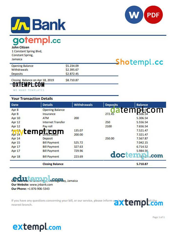 Jamaica National Bank statement by Issuu