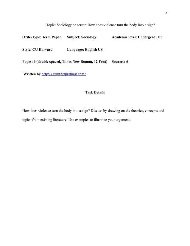 Sociology Term Paper Sample by Kristy Omprakash - Issuu