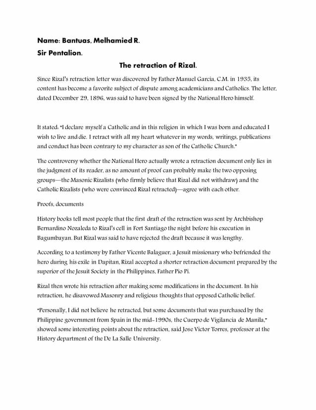 The Retraction Of Rizal by Renee Olson Issuu