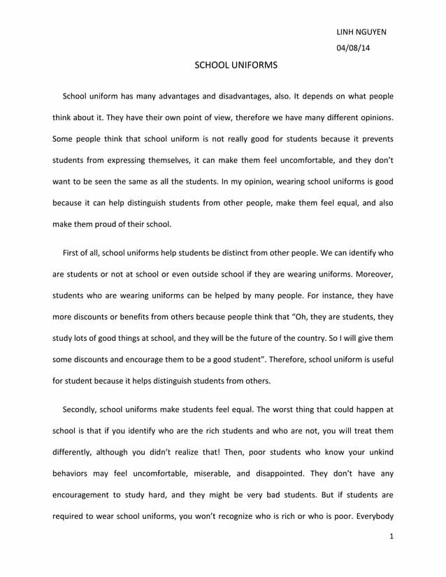 School Uniforms Essay by Jennifer Delly Issuu