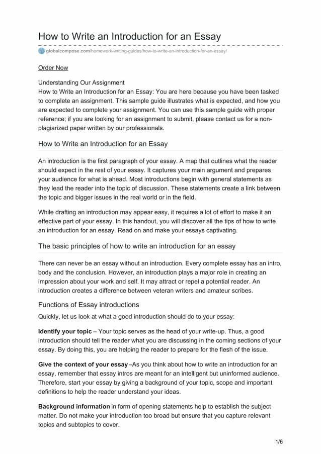 How To Write An Introduction For An Essay by Mary