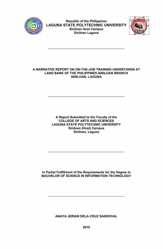 BSIT Narrative Report Format by Christina Jones Issuu