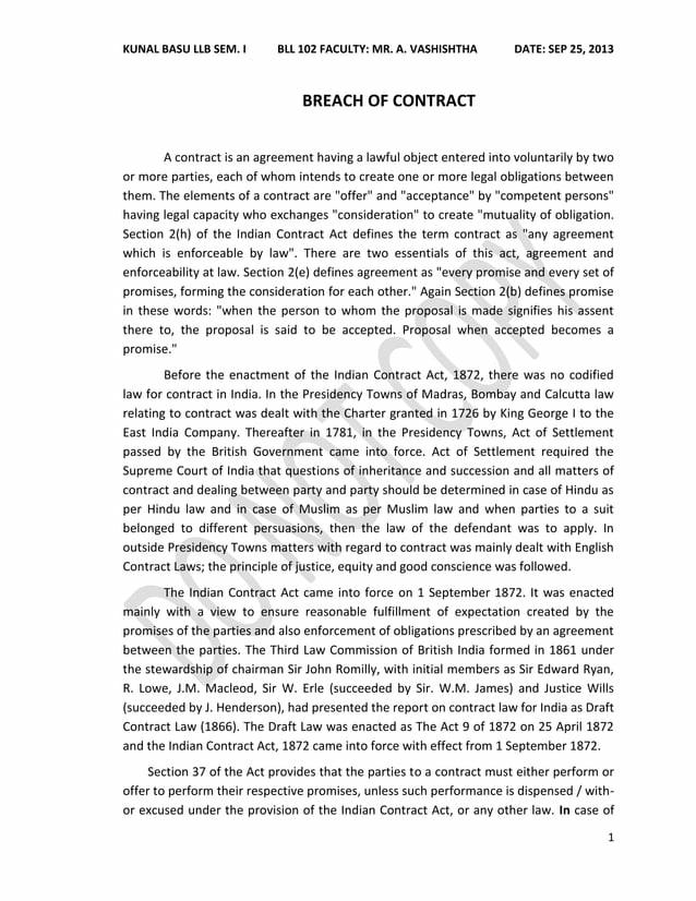 Law Of Contracts In India Research Paper by Teri Ware Issuu