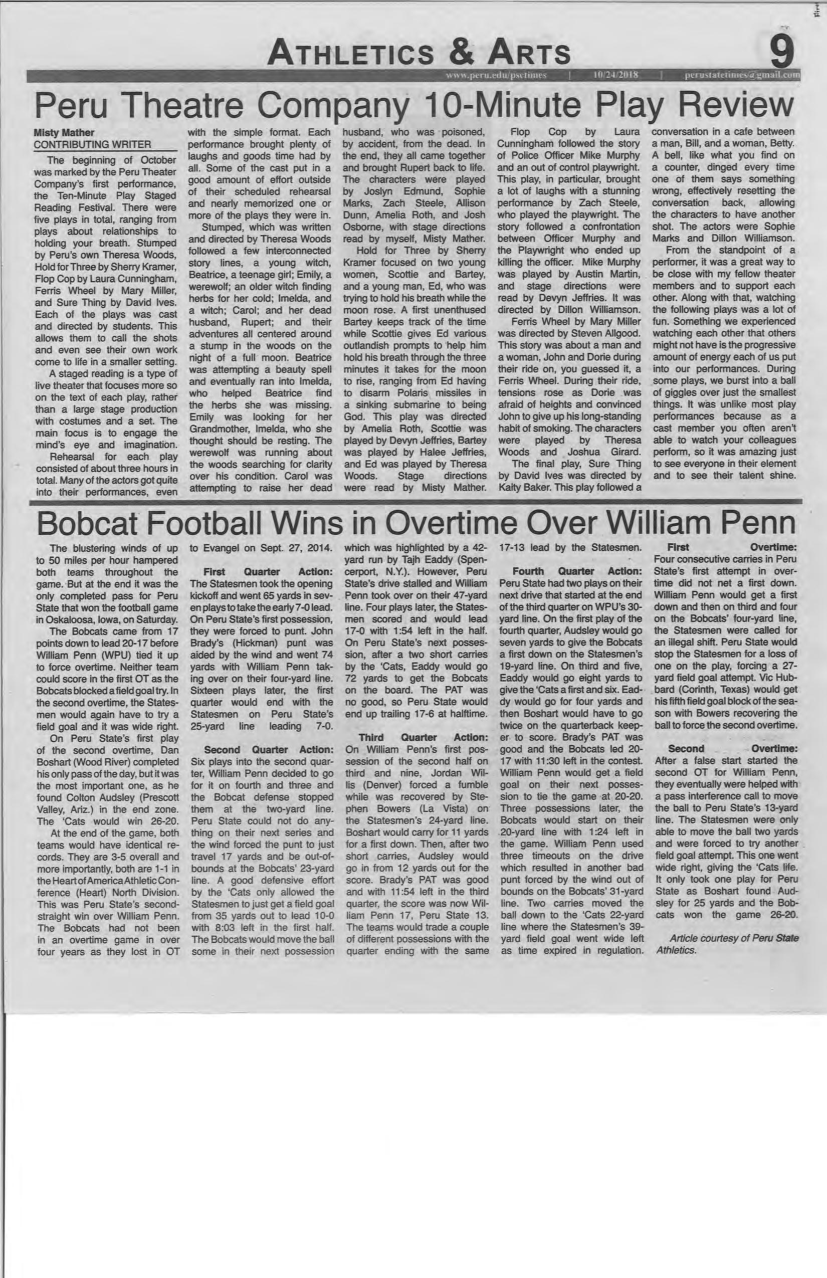 20182019 Peru State Times (Peru, NE) Issues 16 by Peru State