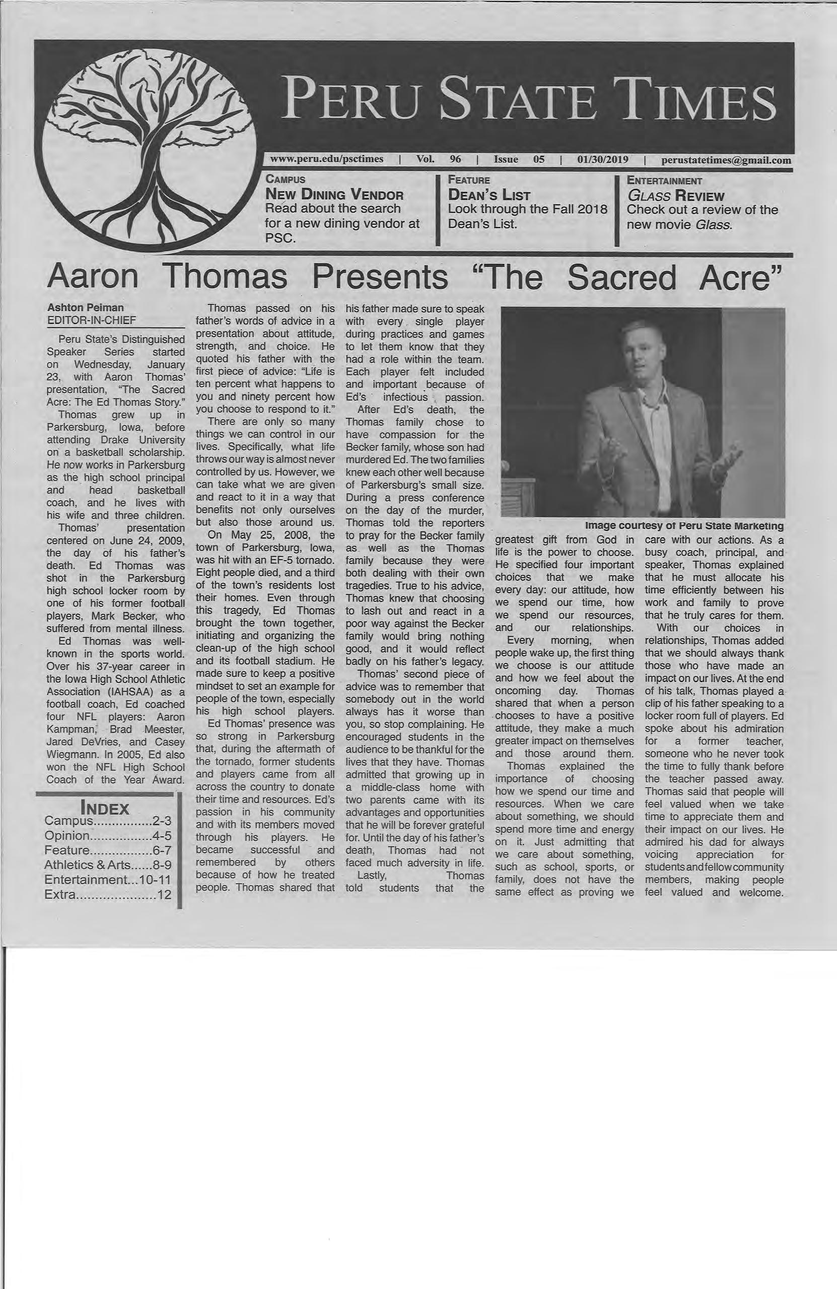 20182019 Peru State Times (Peru, NE) Issues 16 by Peru State