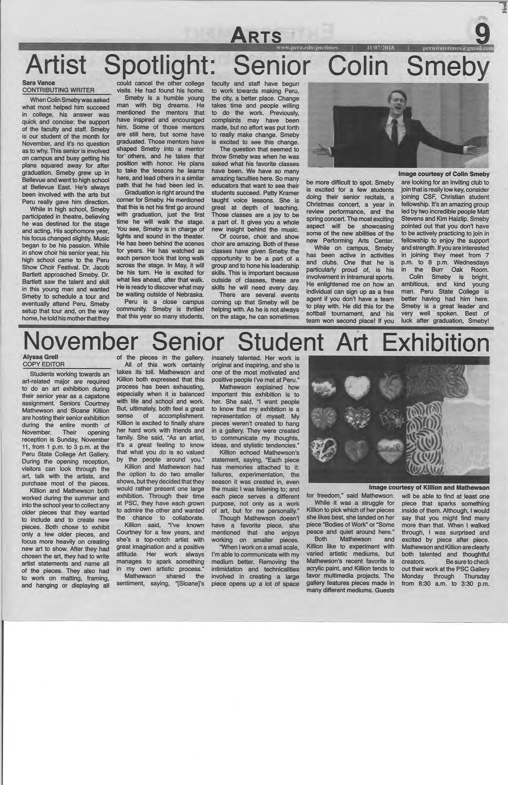 20182019 Peru State Times (Peru, NE) Issues 16 by Peru State