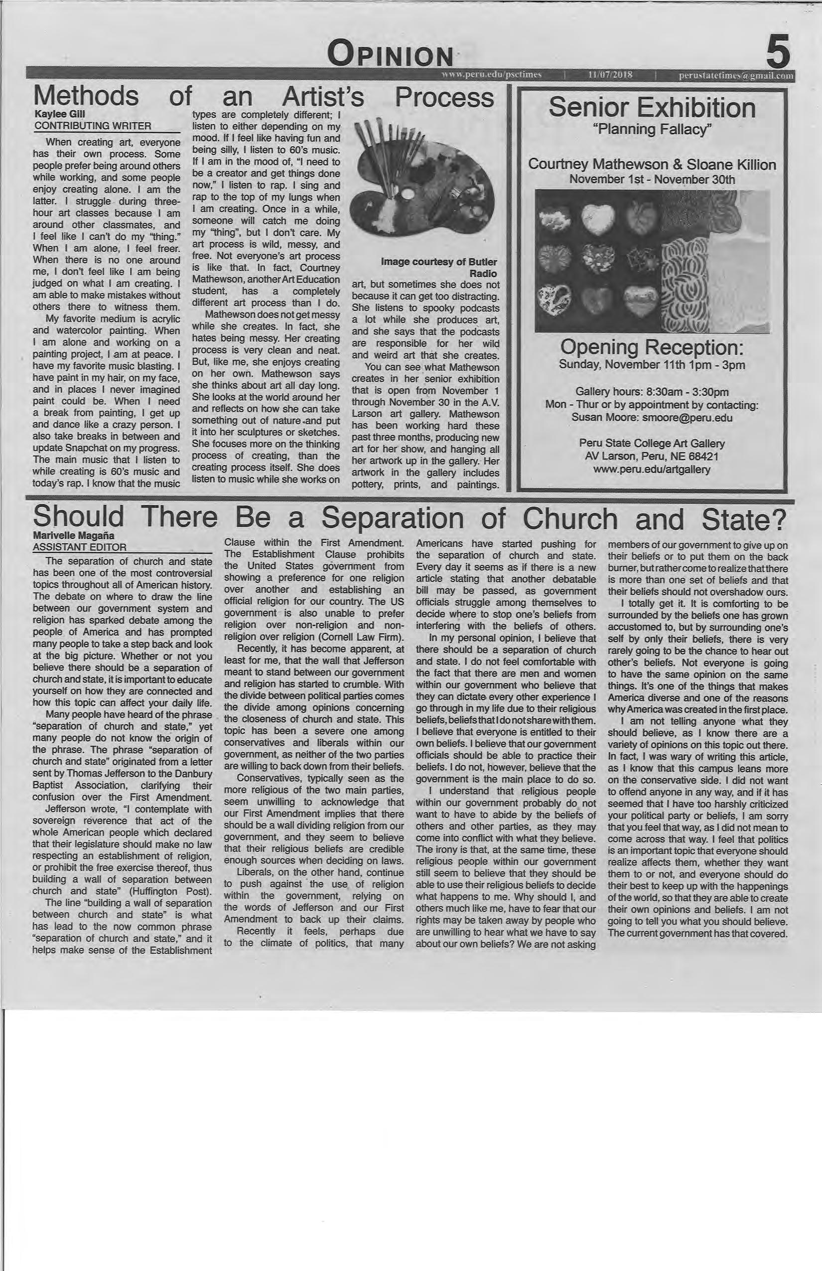 20182019 Peru State Times (Peru, NE) Issues 16 by Peru State